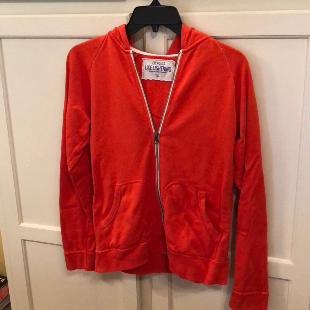 Crewcuts Orange Sweatshirt Hooded Jacket Size 14